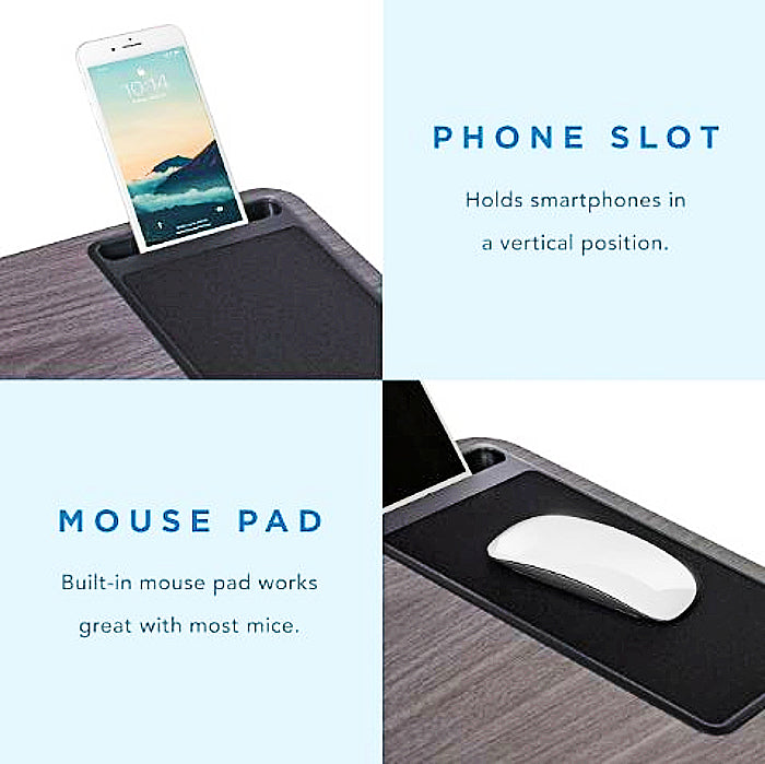 FG & H Home Office Portable Desk with Device Ledge, Mouse Pad, and Phone Holder